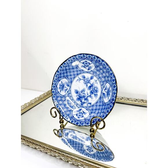 Vintage Takahashi San Francisco Porcelain Chinoiserie Bowl and Metal Stand - Picture 2 of 9